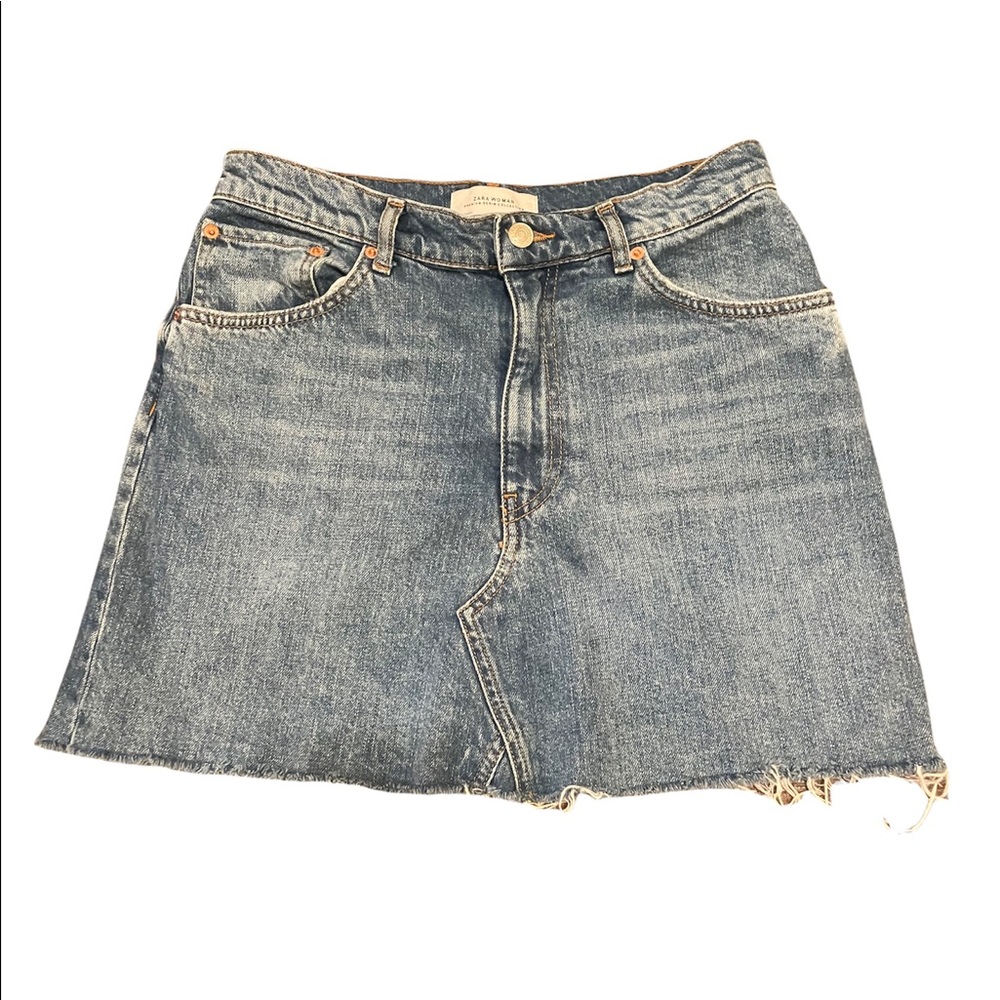 Zara high-waisted denim skirt